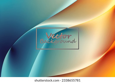 Arte vectorial abstracto de tonos azules y anaranjados. Fondo de pantalla de fondo de línea y curva.
