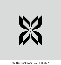 Arte vectorial del diseño geométrico abstracto del logotipo de la mariposa en un fondo gris claro