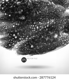 Vector art. Abstract painted background. Ink splatter texture, water paint isolated on white. Web and mobile interface template, website design. Minimalistic backdrop. Black and white