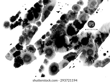 Vector art. Abstract painted. Ink splatter texture, water spray paint. Web and mobile interface template, website design. Minimalistic backdrop Black and white Calligraphic dynamic calligraphy chinese