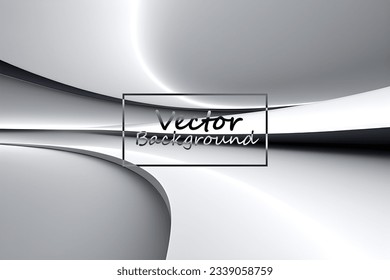 Arte vectorial abstracto de tonos de plata y blanco. Fondo de pantalla de fondo de línea y curva.