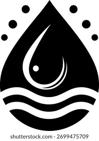 Vektorkunst des abstrakten Wassertropfen-Logos mit Wellen und Punkten