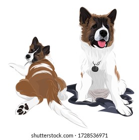 Arte vectorial de adorable perro divertido 2 acciones