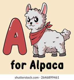 vector art alphabet A for alpaca
