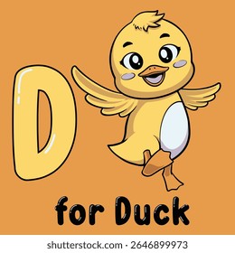 vector art alphabet D for duck