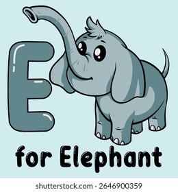 vector art alphabet E for elephant