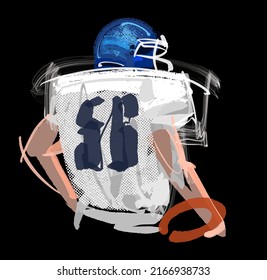 the vector art of the American football player stay on the back with the ball in his hands
