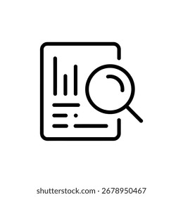 Vektorgrafik zur Analyse von Geschäftsberichten mit Vergrößerungsglas-Linien-Symbol, Vektorgrafik