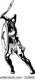 Vector art of ancient Greek hero black and white