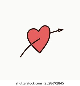 Vector art with an arrow heart indicates that someone is in love with romantic affection
