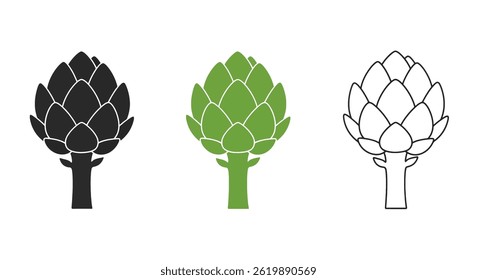 Vector Art Artichoke Icon Set Green Black White