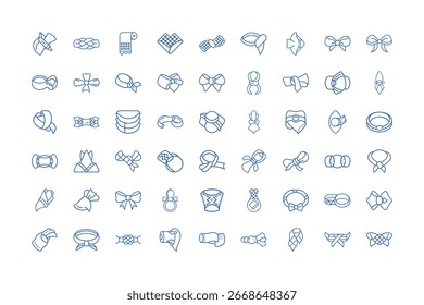 Vector art of assortment of decorative bows and ribbons for gifts and fashion isolated