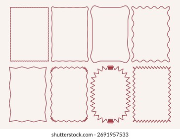 Vector art of assortment of eight artistic frames with varied decorative borders