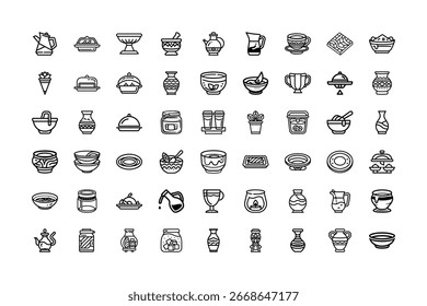 Vetor arte da variedade de ícones de comida e cozinha isolados