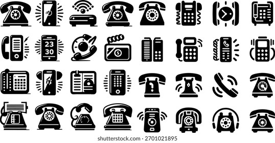Vector art of assortment of telephone and communication device icons