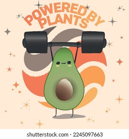 Vector Art of an Avacado Lifting Weights