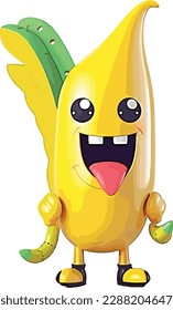 arte vectorial del plátano, carácter lindo y chibi