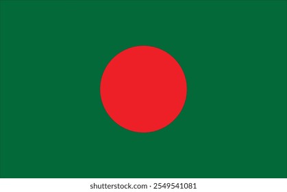 Arte vectorial de la bandera de Bangladesh con un campo verde sólido con un círculo rojo en el centro. Simbolizando prosperidad y sacrificio, es perfecto para proyectos culturales, educativos y nacionales