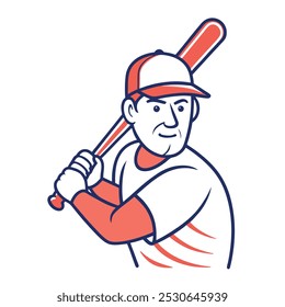 Vector Art of Baseball Player with Easton Bat.