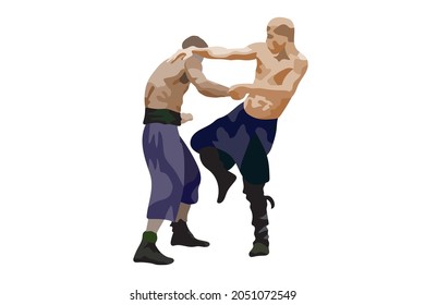 vector art of a battle of two men