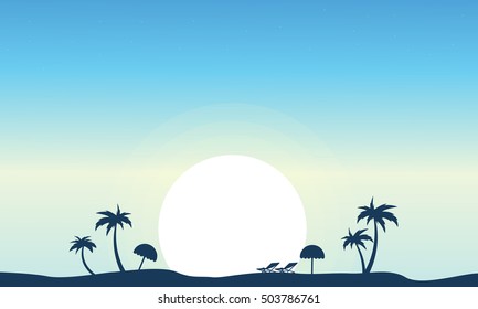 Vector art of beach landscape silhouette illustration