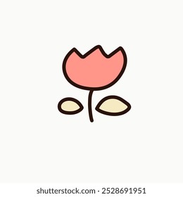 Arte vectorial una hermosa flor con un tema de doodle lindo y con colores pastel estéticos