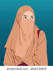 Vector Art - The beautiful woman wearing a veil