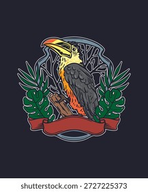 Arte vectorial de pájaro en una rama