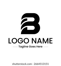 Arte vectorial del logotipo abstracto negro de la letra B aislado en el fondo blanco