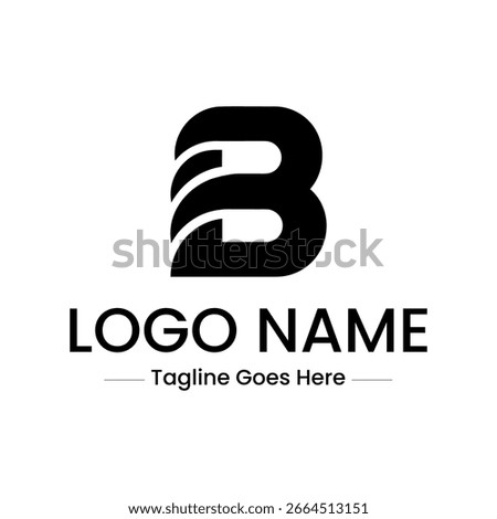 Vector art of black abstract letter b logo isolated on white background