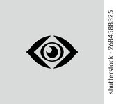 Vector art of black eye logo with geometric shape on gray background
