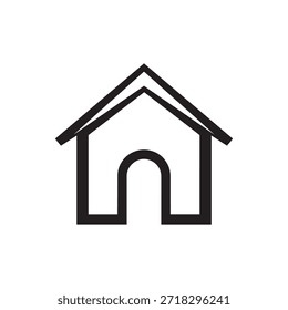 Vektorkunst des schwarzen Hauses Symbol mit gewölbter Tür