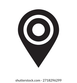 Arte vectorial del icono negro del perno del mapa con los círculos concéntricos dentro