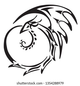 vector art of black uroboros dragon isolated on transparent