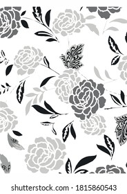 vector art of Black & white  flower