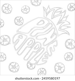 Ilustración de boceto de piña blanca y negra de Arte vectorial