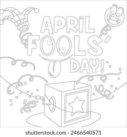 vector art black and white sketch illustration april fools day