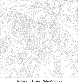 vector art black and white sketch illustration