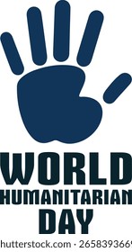 Vector art of a blue handprint symbolizes world humanitarian day isolated on white background