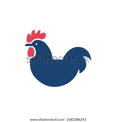 Vector art of a blue rooster with a red comb