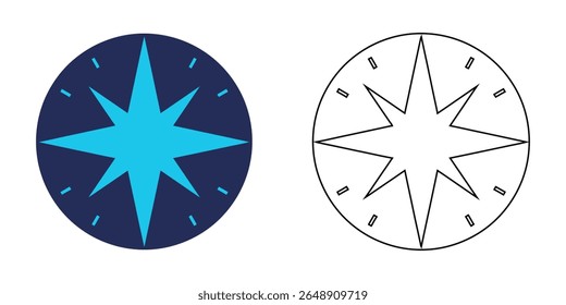 Vector art of a blue and white compass icon isolated on white background