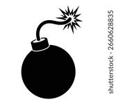 Vector art of bomb with fuse and spark isolated on white background