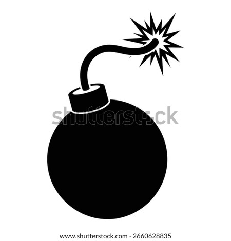 Vector art of bomb with fuse and spark isolated on white background