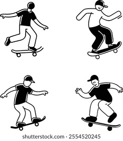 Vector art of A boy playing skateboard