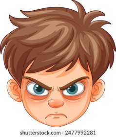 Vector art of a boy's angry face