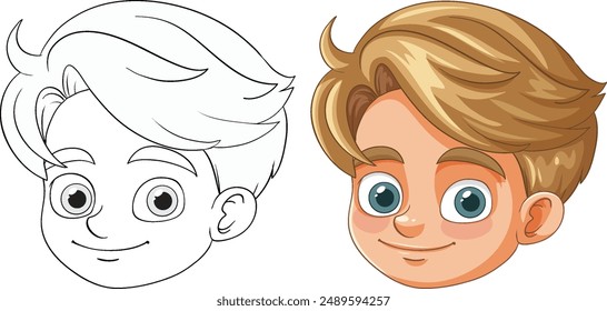 Vector art of a boy's smiling face