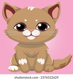 Vector Art Brown Cute Cat