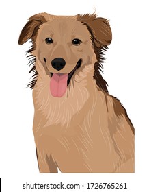 Vector art of brown dog smiling