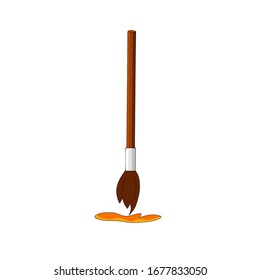 Vector art brush with paint mark. cartoon flat style. Art and school supplies isolated on white.