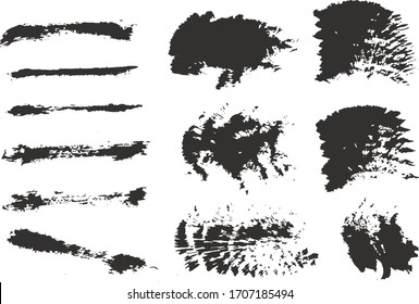 Vector Art Brushes Textures. Black Acrylic Paint. Paint Brush Strokes. Charcoal Smears Vector. Rough Watercolor Texture. Charcoal Stroke Paint.